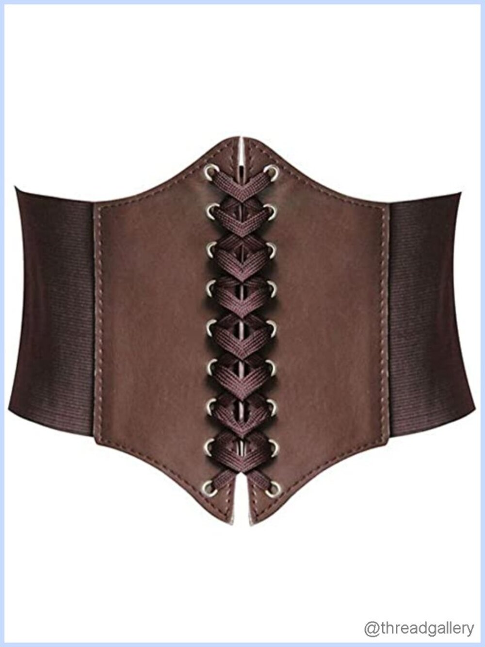Faux Leather Lace-up Waspie Corset Belt Elastic Wide Cinch Waist Belt